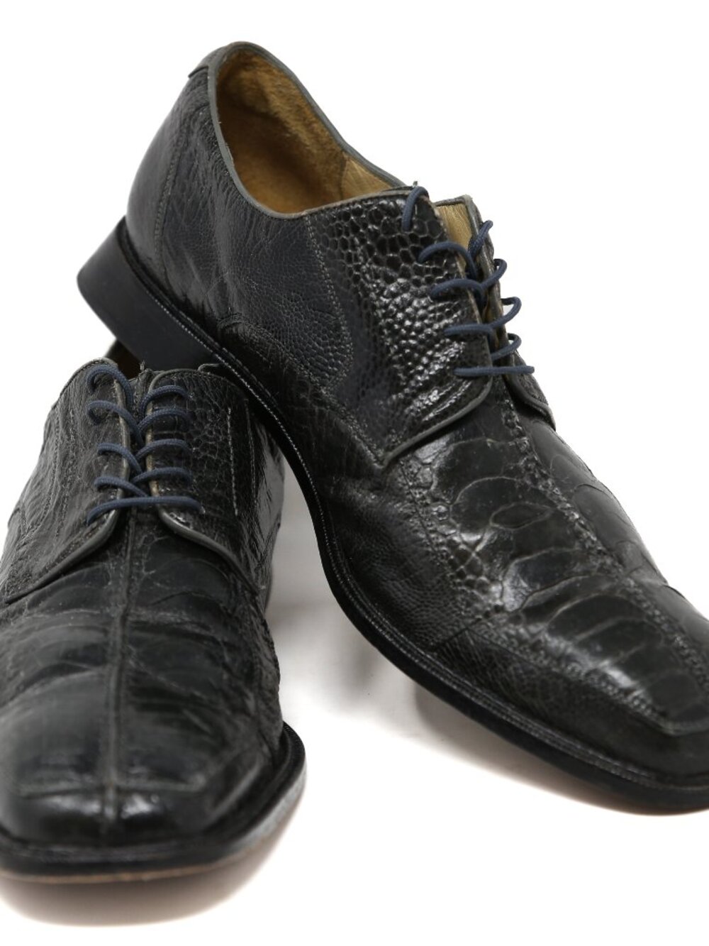 Studio Belvedere Black Genuine Ostrich Leather Dress Shoes Mens Size 9.5 VTG